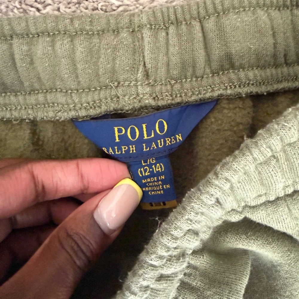 Polo by Ralph Lauren Olive Kids Jogger Sweatpants with Neon Logo